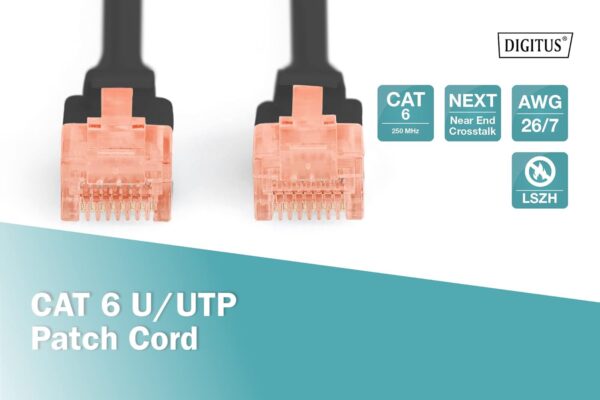 DIGITUS CAT 6 U-UTP patch cable, 0.5 m, network LAN DSL Ethernet cable, LSZH, copper, AWG 26/7, black- Brit Commerce - Image 4