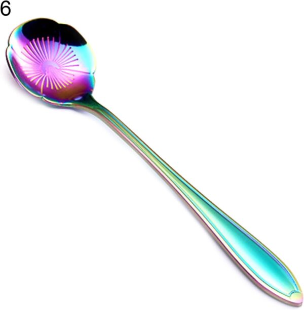 Home Kitchen Stirring Spoon Practical Delicate Stainless Steel Long Handle Coffee Mixing Flower Scoop Home Teaspoon Kitchen Spoon- Brit Commerce - Image 3