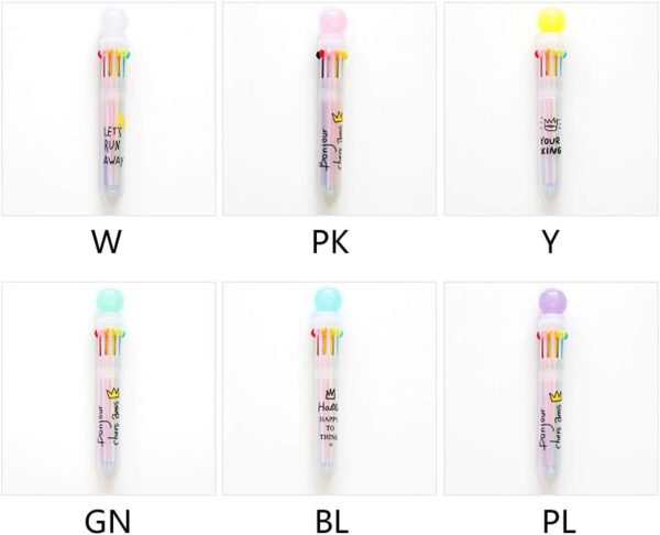 Cute Retractable 10 In1 Ballpoint Pen Multi Color Comfortable Writing Stationery for Boys Girls Kindergarten Kids Children Retractable Rollerball Pen Black- Brit Commerce - Image 8