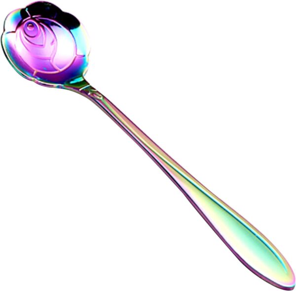 Home Kitchen Stirring Spoon Practical Delicate Stainless Steel Long Handle Coffee Mixing Flower Scoop Home Teaspoon Kitchen Spoon- Brit Commerce - Image 6