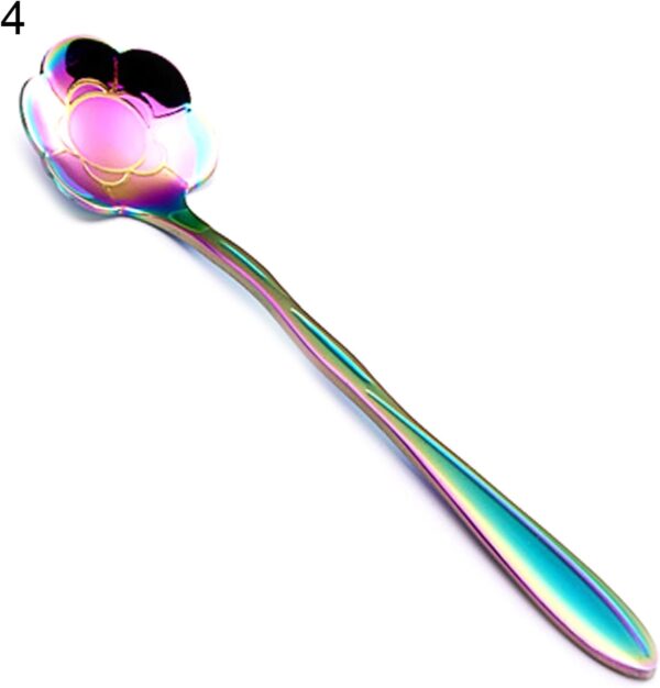 Home Kitchen Stirring Spoon Practical Delicate Stainless Steel Long Handle Coffee Mixing Flower Scoop Home Teaspoon Kitchen Spoon- Brit Commerce - Image 4