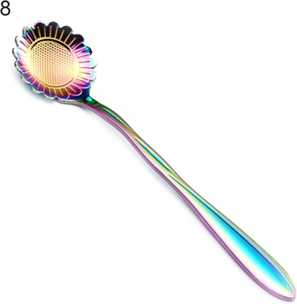 Home Kitchen Stirring Spoon Practical Delicate Stainless Steel Long Handle Coffee Mixing Flower Scoop Home Teaspoon Kitchen Spoon- Brit Commerce - Image 5