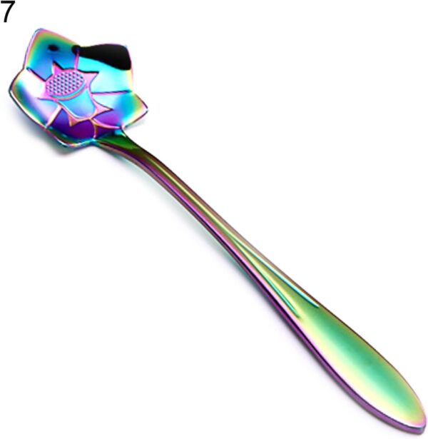 Home Kitchen Stirring Spoon Practical Delicate Stainless Steel Long Handle Coffee Mixing Flower Scoop Home Teaspoon Kitchen Spoon- Brit Commerce - Image 9