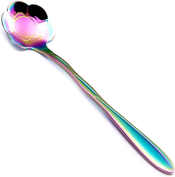 Home Kitchen Stirring Spoon Practical Delicate Stainless Steel Long Handle Coffee Mixing Flower Scoop Home Teaspoon Kitchen Spoon- Brit Commerce - Image 8