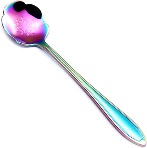 Home Kitchen Stirring Spoon Practical Delicate Stainless Steel Long Handle Coffee Mixing Flower Scoop Home Teaspoon Kitchen Spoon- Brit Commerce - Image 6