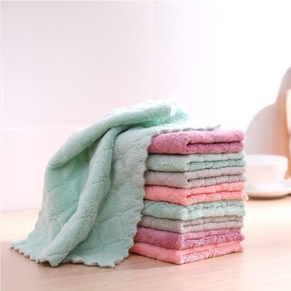 Window Cleaning 5 Pieces Cloth Tea Towel Moisture Absorbing Thick Pot Washing Towel Table Home Kitchen Tea Towel (D, One Size)- Brit Commerce - Image 5