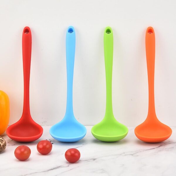 Spoon Soup Spoon Comfortable Grip Long Handle Hanging Hole Food Grade Non-silicone Spoon Portable Mixing Ladle Kitchen Gadget Long Ladle- Brit Commerce - Image 3