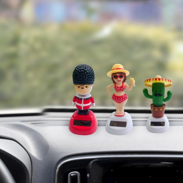 Solar Bobble Head Figure Car Ornaments Solar Powered Toy Car Decoration Dashboard Figure Statue Ornament Car Office Desk Decoration- Brit Commerce - Image 4