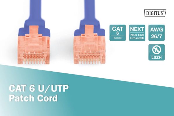 DIGITUS CAT 6 U-UTP patch cable, 1 m, network LAN DSL Ethernet cable, LSZH, copper, AWG 26/7, blue- Brit Commerce - Image 4