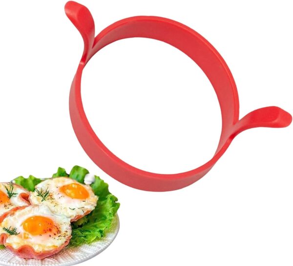 Round Egg Cooker Ring,Round Silicone Omelette Mold - Kitchen Gadgets Food Grade Cooking Ring, Double Ears Silicone Egg Pancake Mold for Egg Frying- Brit Commerce - Image 6