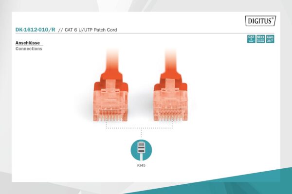 DIGITUS CAT 6 U-UTP patch cable, 1 m, network LAN DSL Ethernet cable - Image 2