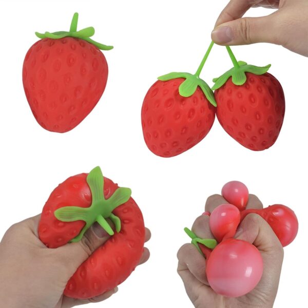 squeeze fruit ball fill squeeze pressure gel ball decompression toy simulation ventilation fruit toy squeeze watermelon strawberry ball fidget toy decompression fruit- Brit Commerce - Image 2