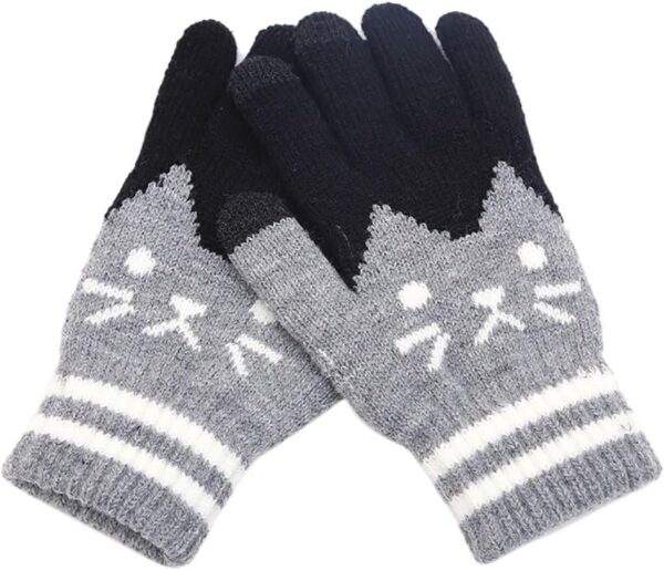 Niunu Women's Knitted Half Fingerless Gloves Touchscreen Warm and Windproof Fleece Winter Gloves - Image 2