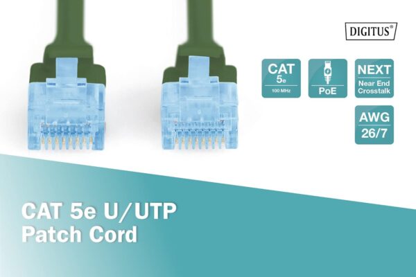 DIGITUS LAN cable Cat 5e - 0.5 m - RJ45 network cable - U/UTP unshielded - Compatible with Cat-6 and Cat-5 - Green- Brit Commerce - Image 5