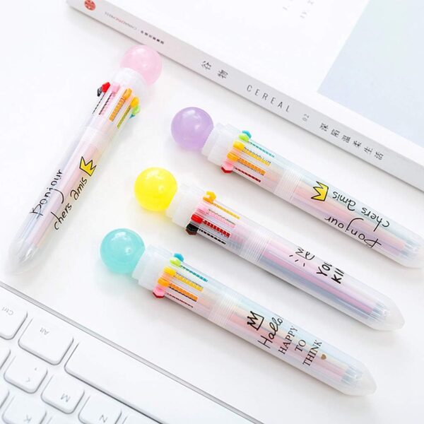 Cute Retractable 10 In1 Ballpoint Pen Multi Color Comfortable Writing Stationery for Boys Girls Kindergarten Kids Children Retractable Rollerball Pen Black- Brit Commerce - Image 7