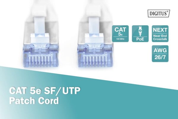 DIGITUS CAT 5e SF-UTP patch cable, 0.5 m, network LAN DSL Ethernet cable, PVC, AWG 26/7, gray- Brit Commerce - Image 4