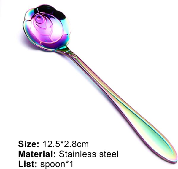 Home Kitchen Stirring Spoon Practical Delicate Stainless Steel Long Handle Coffee Mixing Flower Scoop Home Teaspoon Kitchen Spoon- Brit Commerce - Image 8