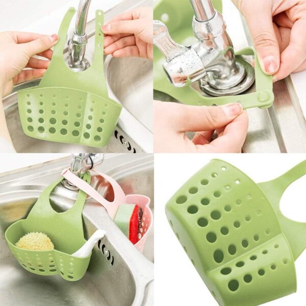 XZincer Holder Kitchen Sink Bath Tool Storage Rack Hanging Home Portable Basket Bag Kitchen, Dining & Bar Counter Extender (Green, Single Size)- Brit Commerce - Image 4