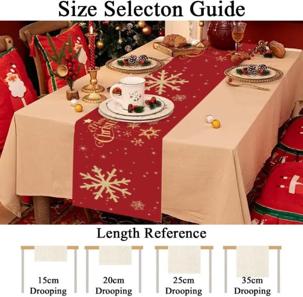 Odot Christmas Table Runner, Seasonal Autumn Winter Red Kitchen Table Decoration Machine Washable Long Tablecloth, Home Decor for Christmas Events (33x120cm, Heart Rose)- Brit Commerce - Image 2