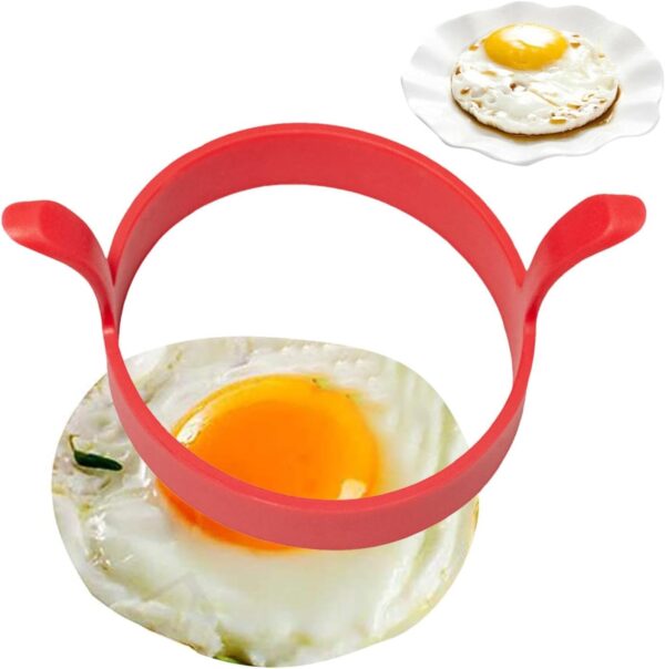 Round Egg Cooker Ring,Round Silicone Omelette Mold - Kitchen Gadgets Food Grade Cooking Ring, Double Ears Silicone Egg Pancake Mold for Egg Frying- Brit Commerce - Image 7