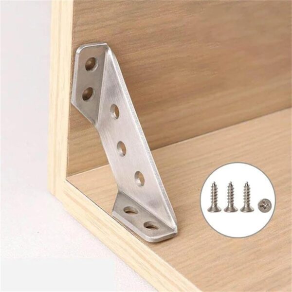 Smart Trim Universal Stainless Steel Furniture Corner Connector Corner Brace for Shelf Cabinet Table Chair Edge Dial for Wood Shelf (A, Single Size)- Brit Commerce - Image 3