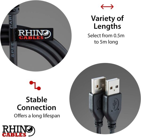 Rhinocables USB 2.0 A male-to-male cable leads for high-speed data transfer (1, 1.8 m) - Image 7