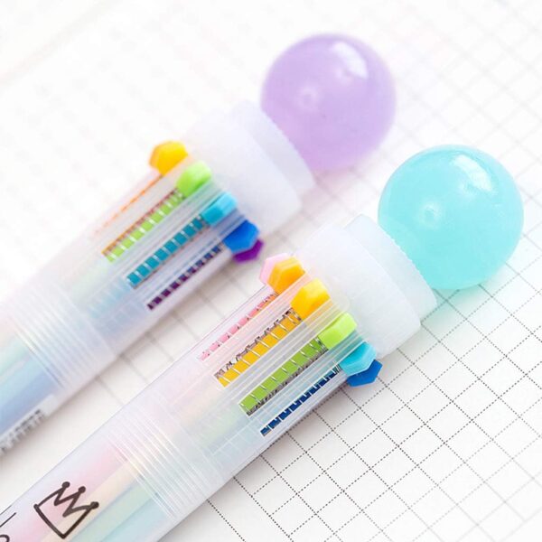 Cute Retractable 10 In1 Ballpoint Pen Multi Color Comfortable Writing Stationery for Boys Girls Kindergarten Kids Children Retractable Rollerball Pen Black- Brit Commerce - Image 4