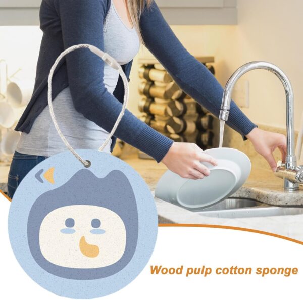 Compressed Sponge Kitchen, Scrub Sponge, Cartoon Dish Sponge with String |  Compressed cleaning wipes, scouring pad, wash plate pan for cleaning household kitchen cookware- Brit Commerce - Image 3