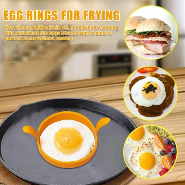 Silicone Egg Mold, Non-Stick Egg Shaper Pancake Maker, Kitchen Gadget Food Grade Cooking Ring, Double Ear Silicone Egg Pancake Mold for Egg Frying- Brit Commerce - Image 7