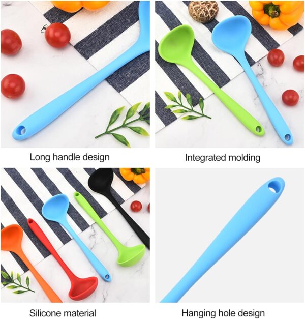 Spoon Soup Spoon Comfortable Grip Long Handle Hanging Hole Food Grade Non-silicone Spoon Portable Mixing Ladle Kitchen Gadget Long Ladle- Brit Commerce - Image 2