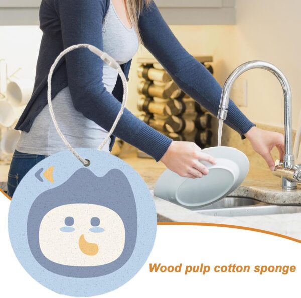 Humkopnl wood pulp sponge |  Round cartoon scrub sponge for dish |  Compressed cleaning wipes, scouring pad, wash plate pan for cleaning household kitchen cookware- Brit Commerce - Image 3