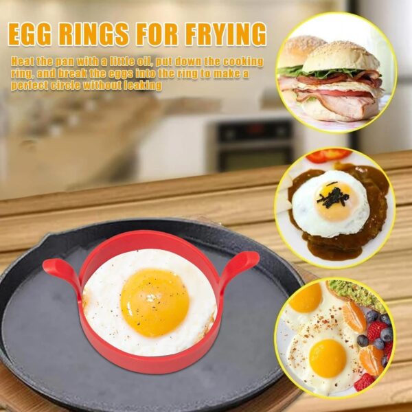 Round Egg Cooker Ring,Round Silicone Omelette Mold - Kitchen Gadgets Food Grade Cooking Ring, Double Ears Silicone Egg Pancake Mold for Egg Frying- Brit Commerce - Image 2