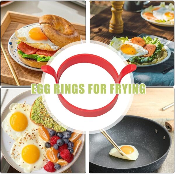 Round Egg Cooker Ring,Round Silicone Omelette Mold - Kitchen Gadgets Food Grade Cooking Ring, Double Ears Silicone Egg Pancake Mold for Egg Frying- Brit Commerce - Image 4